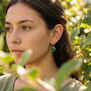 Faceted green onyx hook earrings by Mirabelle